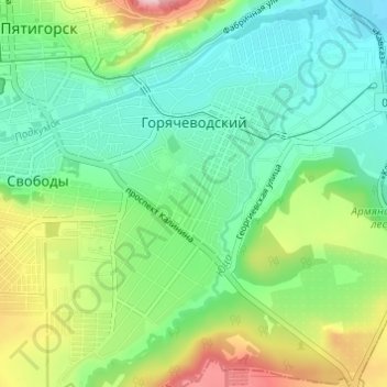 Mapa topográfico Горячеводский, altitud, relieve