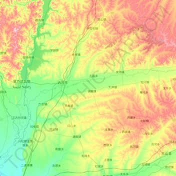 Mapa topográfico 讷河市, altitud, relieve