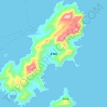 Mapa topográfico 浮鹰岛, altitud, relieve