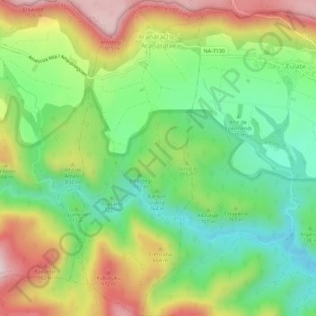 Mapa topográfico Aranarache, altitud, relieve