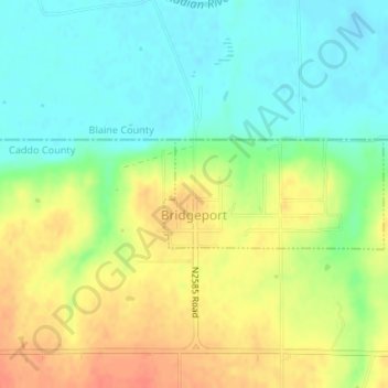 Mapa topográfico Bridgeport, altitud, relieve