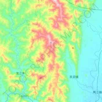 Mapa topográfico 茶洞乡, altitud, relieve