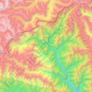 Mapa topográfico Monigong EAC, altitud, relieve