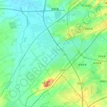 Mapa topográfico 长春汽车经济技术开发区, altitud, relieve