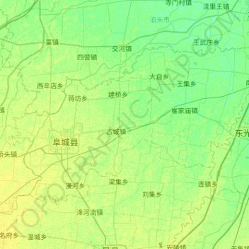 Mapa topográfico 阜城县, altitud, relieve
