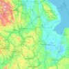 Mapa topográfico East Midlands, altitud, relieve