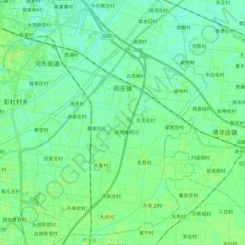 Mapa topográfico 邓庄镇, altitud, relieve