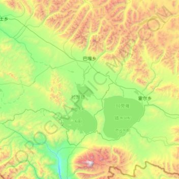 Mapa topográfico 巴嘎乡, altitud, relieve