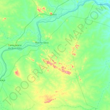 Mapa topográfico Riacho Seco, altitud, relieve