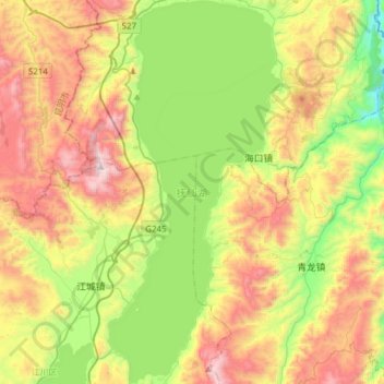 Mapa topográfico 抚仙湖, altitud, relieve