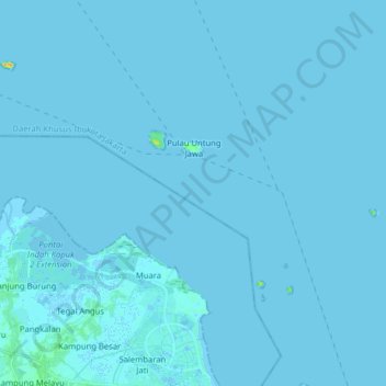 Mapa topográfico Pulau Untung Jawa, altitud, relieve
