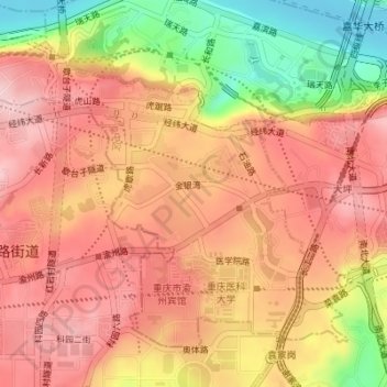 Mapa topográfico 石油路街道, altitud, relieve