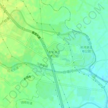 Mapa topográfico 香草湖湿地公园, altitud, relieve