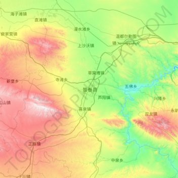 Mapa topográfico 景泰县, altitud, relieve