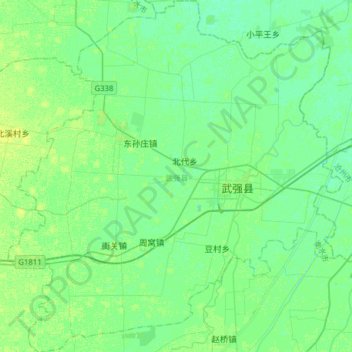 Mapa topográfico 武强县, altitud, relieve