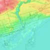 Mapa topográfico Toronto—Danforth, altitud, relieve