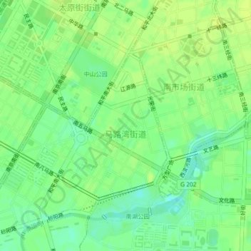 Mapa topográfico 马路湾街道, altitud, relieve
