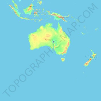 Mapa topográfico 澳大利亚 / 澳洲, altitud, relieve
