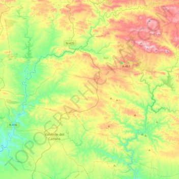 Mapa topográfico Cuenca Minera, altitud, relieve
