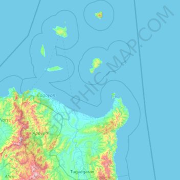 Mapa topográfico Cagayan, altitud, relieve