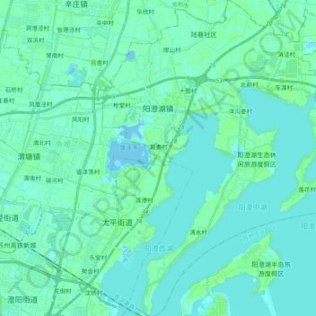 Mapa topográfico 阳澄湖镇, altitud, relieve