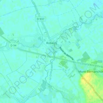 Mapa topográfico Robecq, altitud, relieve