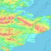 Mapa topográfico Kent, altitud, relieve