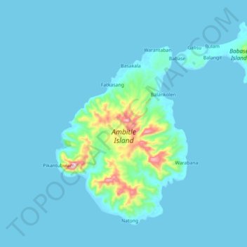 Mapa topográfico Feni Islands, altitud, relieve