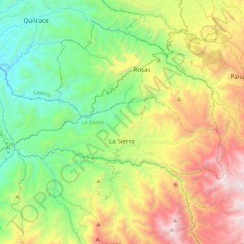 Mapa topográfico La Sierra, altitud, relieve