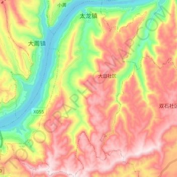 Mapa topográfico 太龙镇, altitud, relieve