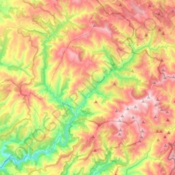 Mapa topográfico Folgoso do Courel, altitud, relieve