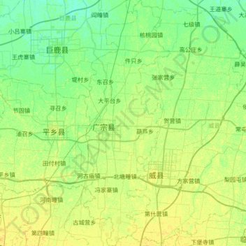 Mapa topográfico 广宗县, altitud, relieve
