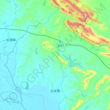 Mapa topográfico 石龙, altitud, relieve