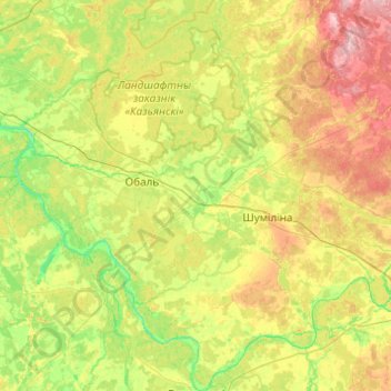 Mapa topográfico Шумилинский район, altitud, relieve