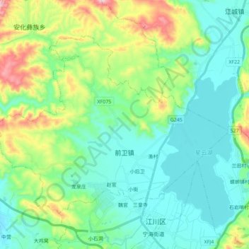 Mapa topográfico 前卫镇, altitud, relieve