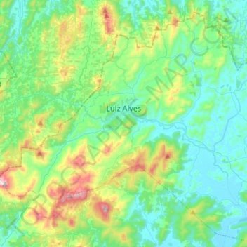Mapa topográfico Luiz Alves, altitud, relieve