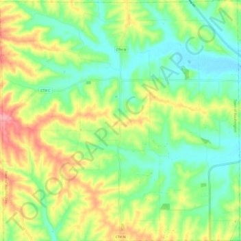 Mapa topográfico Town of Washington, altitud, relieve
