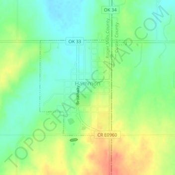 Mapa topográfico Hammon, altitud, relieve