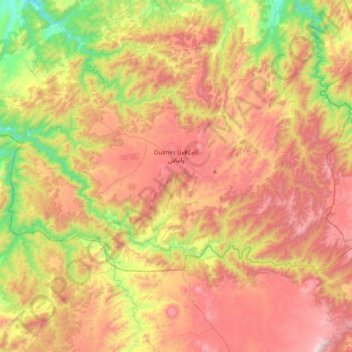 Mapa topográfico Oulmès ⵡⴰⵍⵎⴰⵙ ولماس, altitud, relieve