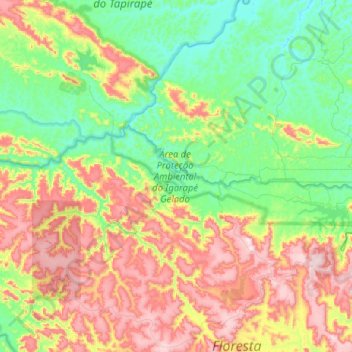 Mapa topográfico Área de Proteção Ambiental do Igarapé Gelado, altitud, relieve