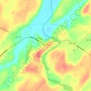 Mapa topográfico Village of Theresa, altitud, relieve
