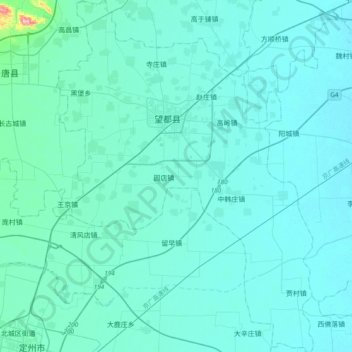 Mapa topográfico 望都县, altitud, relieve