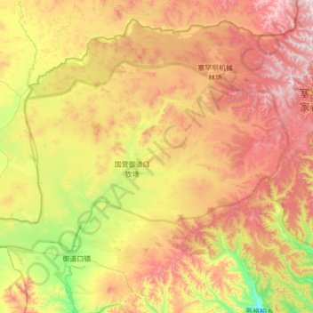 Mapa topográfico 御道口草原森林风景区, altitud, relieve