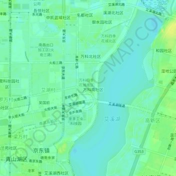 Mapa topográfico 原湖西新建区, altitud, relieve
