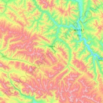 Mapa topográfico 卡玛多乡, altitud, relieve
