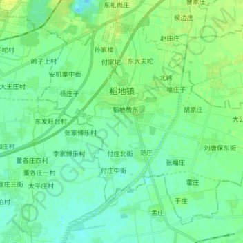 Mapa topográfico 稻地镇, altitud, relieve