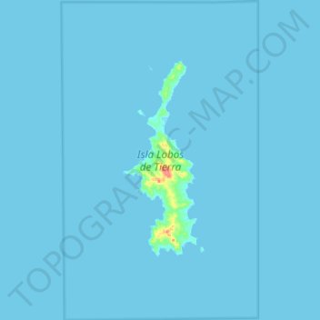 Mapa topográfico Isla Lobos de Tierra, altitud, relieve