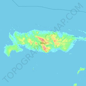 Mapa topográfico Manus, altitud, relieve