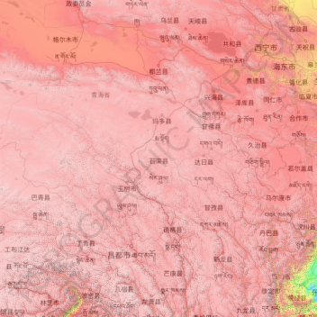 Mapa topográfico 三江源国家级自然保护区, altitud, relieve