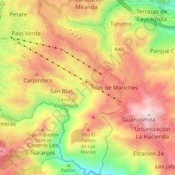 Mapa topográfico Parroquia La Dolorita, altitud, relieve